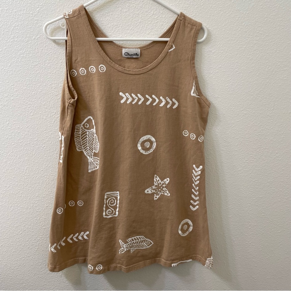 Chantilly tank top tan xl vtg
